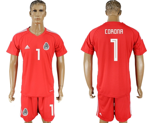 Mexico #1 Corona Red Goalkeeper Soccer Country Jersey - Click Image to Close